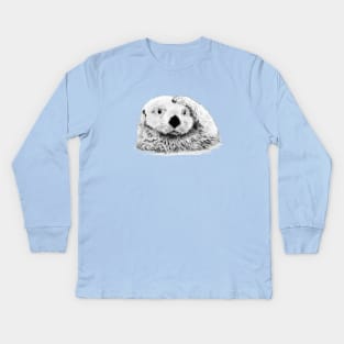 Otter Sketch Head Scratch Kids Long Sleeve T-Shirt